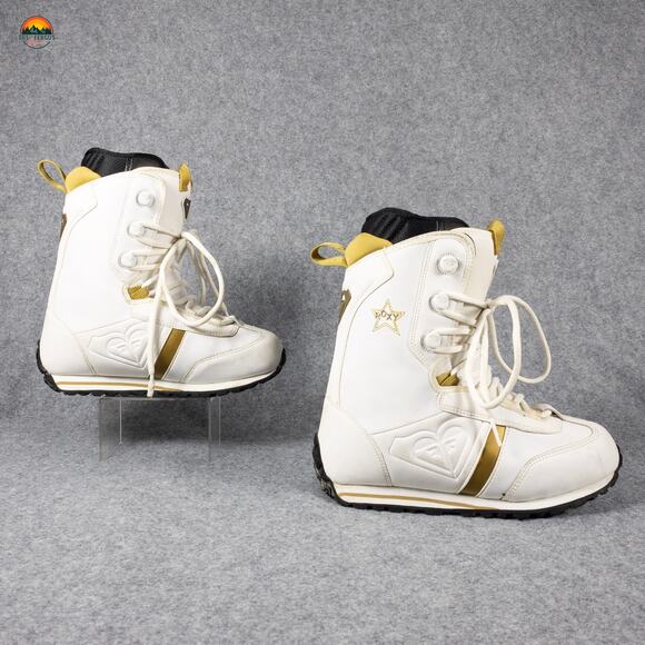 Roxy Snowboard Boots White Gold Track Lace Model Retro Style Women's Size 8.5 - Picture 3 of 16